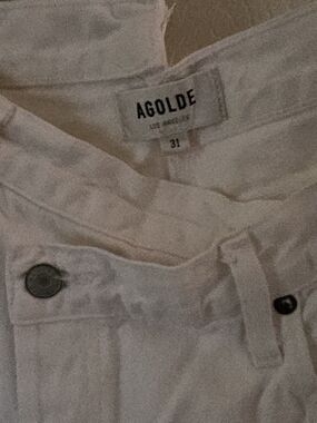 Agolde White High-Rise Straight Jeans
